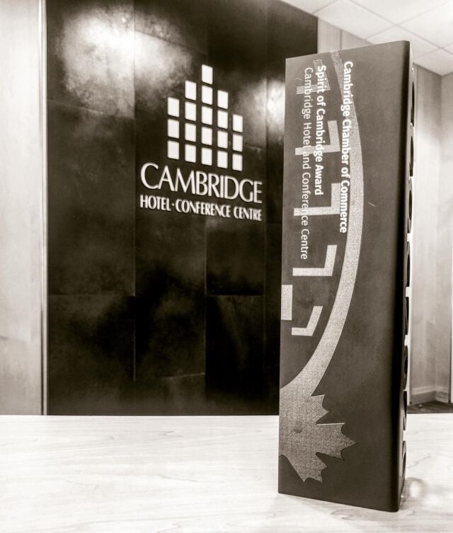 We were honoured to receive the Spirit of Cambridge award from @cambridge_chamber last year! We have everyone on our amazing team to thank!  #cambridgeontario #local #awards #hotelexperience #teamworkmakesthedreamwork #teamspirit