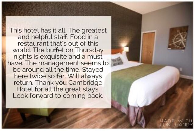 We are blessed to have such an awesome staff to be able to provide top notch service to our guests!  #cambridgeontario #local #feedbackfriday #hotelexperience #guestexperience