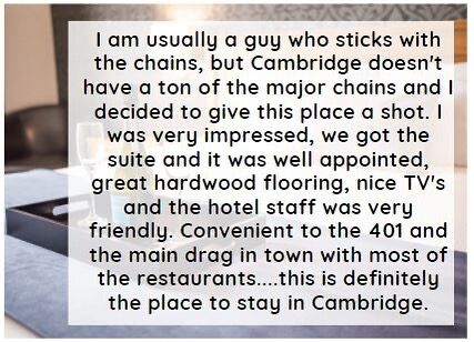 As an independently owned hotel we are able to easily go above and beyond to delight our guests!  #cambridgeontario #hotelexperience #local #feedbackfriday