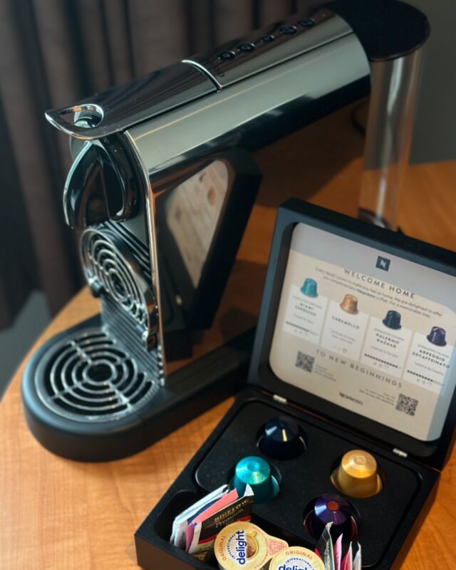 Exciting news! We’ve upgraded our in-room coffee machines to Nespresso. Enjoy a perfect cup of Nespresso coffee during your stay and start your day on a high note! ☕️✨  #nespresso #upgradedcoffee #coffeetime #coffeelover #hotelstay #weekendgetaway #getaway #amcoffee