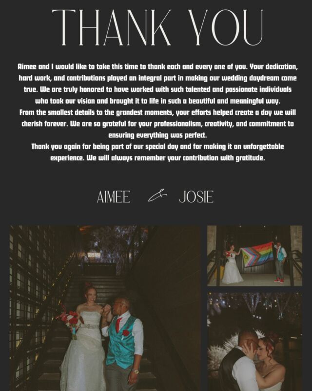 ✨A Heartfelt Thank You from Our Wedding Week Winners✨  We’re so grateful to have been part of Aimee & Josie’s dream wedding at the Cambridge Hotel! 💍 Their celebration was nothing short of magical, and we’re beyond honoured to have helped make their special day unforgettable.  Here’s to love, laughter, and a lifetime of happiness! 🥂✨  Thank you for trusting us to be part of your love story! 💕  #CambridgeWeddings #ThankYou #DreamWedding #CambridgeHotelWeddings #HappilyEverAfter #WeddingBliss #weddingmemories